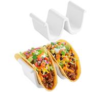 Chef Tacos Support Tacos en Céramique (Lot de 2), Appareil à Tacos pour Tortilla, Contient 4 Pièces, Serveur à Wrap pour Four et Cuisine, Compatible Lave-Vaisselle et Micro-Ondes (Blanc)