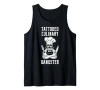 Chef Tatoué Culinary Gangster Skull Graphic Débardeur