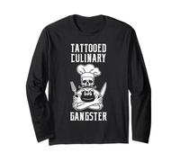 Chef Tatoué Culinary Gangster Skull Graphic Manche Longue