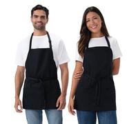 Chef Works Lot de 2 tabliers à trois poches, uni, noir, taille unique