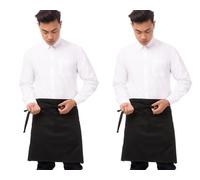 Chef Works Lot de 2 tabliers de serveur demi-bistrot unisexe - Noir - Taille unique