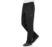 Chef Works Pantalon de chef à poches cargo unisexe, Coupe classique, Noir, Taille L, Tour de taille : 97 - 102cm, Entrejambe 84cm, Ceinture élastique, B222-L