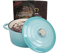 Chefarone Cocotte en Fonte Émaillée 24 cm 3,5 L avec Couvercle - Bleu | Préparez un Pain de Campagne Croustillant un Bœuf Bourguignon Savoureux et de Délicieux Plats Mijotés