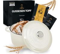 Chefarone Cocotte en Fonte Émaillée 24 cm (3,5 L) - Marmite avec Couvercle Compatible Induction et Four - Fonte de Qualité Supérieure - Idéale pour Pain, Ragoûts, Rôtis et Plats mijotés