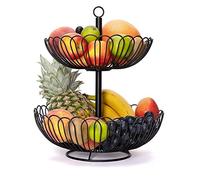 Chefarone® Grand présentoir à fruits - 33 cm - Corbeille à fruits élégante - Noir - Taille XL