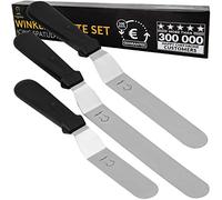 Chefarone Spatules Coudées à Pâtisserie - Acier Inoxydable - Couteaux Lisses pour Glaçage et Nappage, Lot de 3 - Noir
