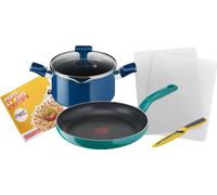 Chefclub By Tefal Pasta La Vista Set de Cuisine | G804S4 | Poêle 28 Cm, Casserole 20 Cm, Couteau Universel, Planches à découper, Livret de Recettes Délicieuses