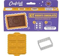 Chefclub Kids - Kit Biscuits Chocolatés pour Enfants - Dès 4 Ans | Moule à Chocolat en Silicone + Emporte-Pièce Métal + Recette Illustrée - Kit cuisine enfant - Cadeau enfant 4 ans