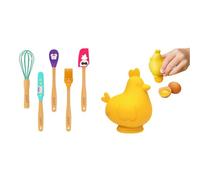 Chefclub Kids - Mini-Ustensiles 5 Pièces + Séparateur d'Œuf en Silicone - Idéal pour Apprendre à Cuisiner Dès 4 Ans - Ustensiles Ergonomiques et Silicone Sans BPA - Matériaux Sûrs et Éducatifs