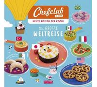 Chefclub Network - Set livre de recettes « Le Grand voyage du monde » avec gobelets doseurs, Atlas et autocollants, art culinaire pour enfants, version Allemande, Argent