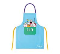 Chefclub Kids - Tablier cuisine enfant - Kit cuisine enfant - 100% Coton - Taille Unique - Sangle de cou ajustable de 4 à 10 ans - Lavable en machine - Couleur bleu - Cadeau fille 4 ans