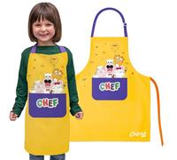 Chefclub Kids - Tablier de Cuisine pour Enfants - 100% Coton - Taille Unique - 4 à 10 ans - Couleur jaune - Accessoire Pâtisserie