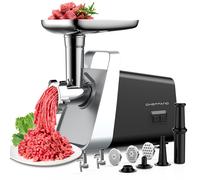 CHEFFANO MG097 Hachoir électrique à viande, farceuse à saucisses avec tube à saucisses, 2 lames, 3 grilles, kit de kibbeh, hachoir à viande robuste pour usage domestique