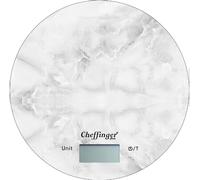 Cheffinger Balance de cuisine 5 kg écran LCD Verre Marbre Blanc Design Antidérapant Balance de cuisine