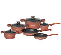 Cheffinger Batterie de cuisine 10 pièces en fonte d'aluminium pour plaques à induction Motif marbre