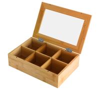 Cheffinger Boîte à Thé Vitré 6 Compartiments de Rangement Élégant Pratique