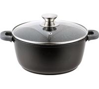 Cheffinger, Casserole à induction avec revêtement anti-adhésif effet marbre 24cm avec couvercle, Noir