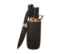 Cheffinger Cf-Kb01 : Set de couteaux 7 pièces - Noir avec bord or rose
