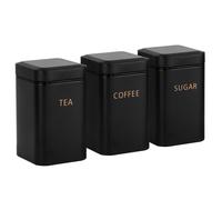 Cheffinger Ensemble 3 Boîtes pour Thé Café Sucre 9x14,5cm Hermétique Noir