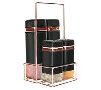 Cheffinger Ensemble 4 Pots à Condiments avec Support en Métal Élégant Solide
