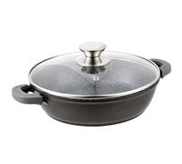 Cheffinger Faitout 28 cm Noir | Cocotte à induction antiadhésif | Cocotte avec couvercle en verre | Cocotte de Cheffinger