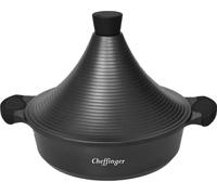 Cheffinger Fonte D'Aluminium Tajine Ø32cm Induction Silikongriffe Marmite Cuit-Vapeur Rôtissoire