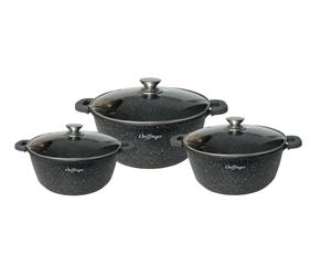 Cheffinger - Kitchen & Tableware - Cookware Set - Best Selling Products - Cheffinger CF-DCS01: 6 Pieces Mable Coated Soup Pot Casserole Set - 20cm,24cm,28cm