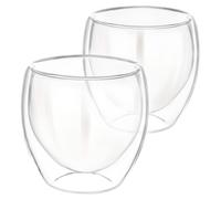 Cheffinger Lot 2 Verres 250ml pour Boissons Double Paroi en Verre Borosilicate