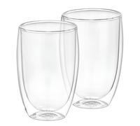 Cheffinger Lot 2 Verres pour Boissons Double Paroi 350ml en Verre Borosilicate