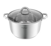 Cheffinger Marmite Inox avec Couvercle en Verre 28cm 10L Compatible Induction