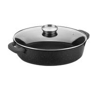 Cheffinger Plat à Rôtir Ovale 38 cm Revêtu en Marbre avec Couvercle en Verre