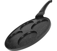 Cheffinger, Poêle à crêpes 26 cm pour 4 personnes Revêtement en marbre avec poignée ergonomique, Noir