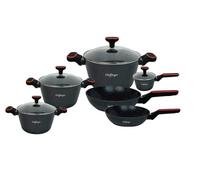 Cheffinger Set de 10 casseroles noires, Casseroles, Casseroles à induction | Set de casseroles, Casseroles compatibles induction