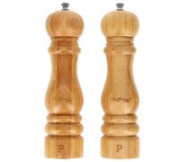 Cheffinger Set de 2 Moulins Sel et Poivre en Bambou naturel Broyeur Réglable