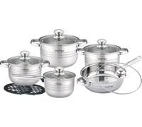 Cheffinger® Set de casseroles en acier inoxydable 12 pièces pour tous les types de cuisinières Nouveau CF-SS1231