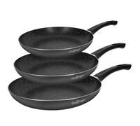 Cheffinger Trio de poêles 20/24/28 cm revêtement marbre noir - induction, anti-rayures