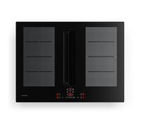 Klarstein ChefFusion Table de cuisson à induction avec hotte intégrée 70 cm - 4 zones, 7200 W, 504,3 m³/h, zones flexibles, recyclage et évacuation