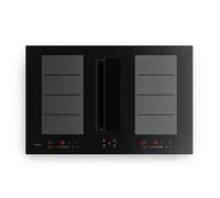 Klarstein ChefFusion Table de cuisson à induction avec hotte intégrée 80 cm - 4 zones, 7200 W, 504,3 m³/h, zones flexibles, recyclage et évacuation