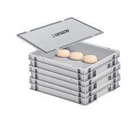 CHEFGASTRO SET SUPER ÉCONOMIQUE 3x Boîte à pizza avec 1x couvercle | HxLxP 8,5x30x40cm | 9 litres | Bac à pizza, caisse de transport, boite alimentaire, récipient pour pétrir, boîte à pâtes, empilable