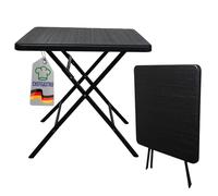 CHEFGASTRO Table de Balcon Pliante | HxLxP 73x78x78 cm | pour 4 Personnes | Plastique résistant aux intempéries | Aspect Bois, Noir