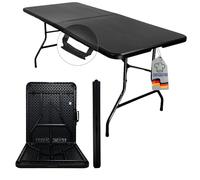 CHEFGASTRO Table de Buffet Pliante | HxLxP 74x180x75cm | avec poignée de Transport | pour 8 Personnes | Plastique résistant aux intempéries | Noir