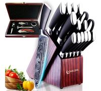 ChefHoablorn 15-TLG Couteaux Profi avec bloc à couteaux, Couteaux de cuisine tranchants en acier inoxydable, Set，ustensiles de cuisine pour housewarming cadeau de mariage