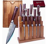 ChefHoablorn Bloc à couteaux professionnel Set de couteaux, Couteaux de cuisine professionnels avec bloc en bois, Set de couteaux de cuisine avec porte-couteaux en bois, Bon pour la maison,Mariage