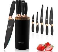 ChefHoablorn Ensemble de blocs de couteaux Porte-couteaux universel rond Porte-couteaux amovible Facile à nettoyer Gain de place Avec 5 couteaux Porte-couteaux de cuisine., CKF-10
