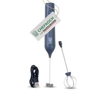 Chefkoch Rencontre Fackelmann Mousseur à Lait Électrique - Comprend 2 Fouets, USB-C Rechargeable, 3 Vitesses, Gris Foncé