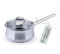 Chefkoch trifft Fackelmann Casserole à sauce avec couvercle en verre Ø 16 cm - Acier inoxydable 18/8, passe à l'induction, passe au lave-vaisselle et au four