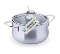 Chefkoch trifft Fackelmann Faitout avec couvercle en verre - Ø 20 cm en acier inoxydable 18/8, noyau en aluminium, pour tous les types de feux, y compris induction - Passe au lave-vaisselle