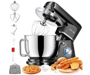 CHeflee Robot Pâtissier 2000W Robot de Cuisine 8 L Bol d'Acier Inoxydable,6 Vitesses avec Fonction Pulse avec Fouet Crochet Pétrisseur et Batteur,Housse anti-Poussière