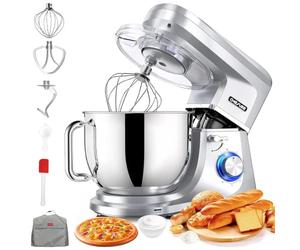 CHeflee Robot Pâtissier 2000W Robot de Cuisine 8 L Bol d'Acier Inoxydable,6 Vitesses avec Fonction Pulse avec Fouet Crochet Pétrisseur et Batteur,Housse anti-Poussière