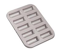 CHEFMADE Financier-Moule à gâteau, Poêle à Muffins rectangulaire antiarina, ustensiles de Cuisson pour Strass au Four, 10 cavités (Champagne Or)